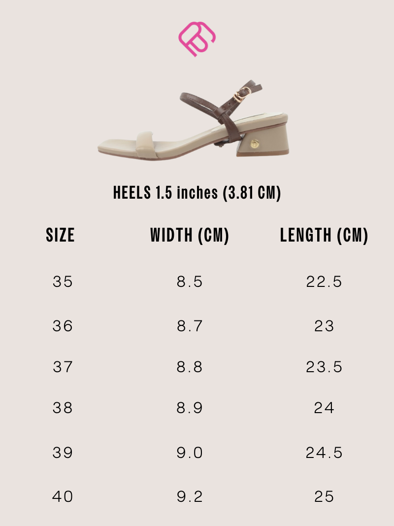 Size Chart for nude sandals