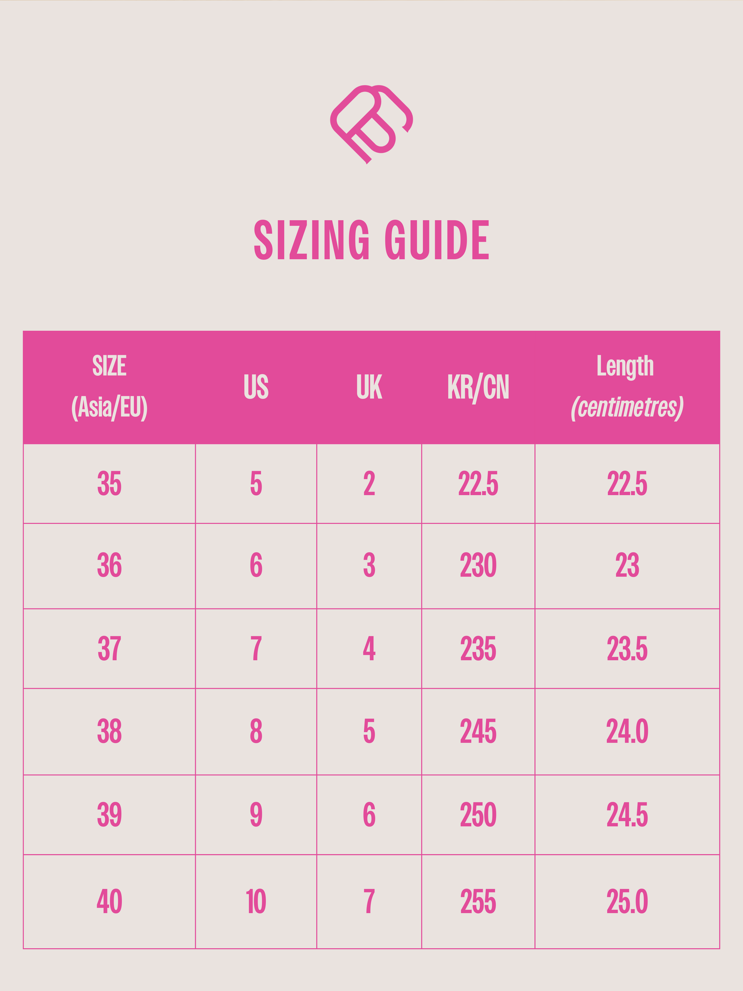 Size Chart for GIA