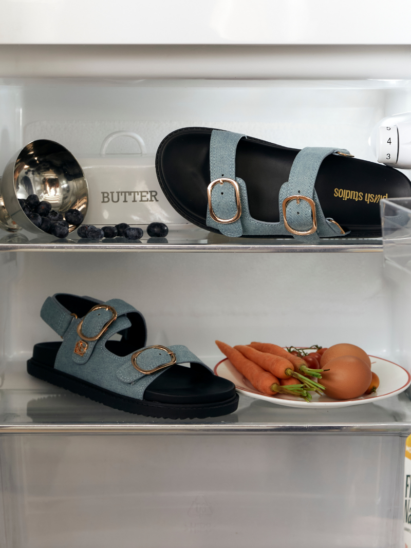 Gia Unisex Sandals (Washed Denim)