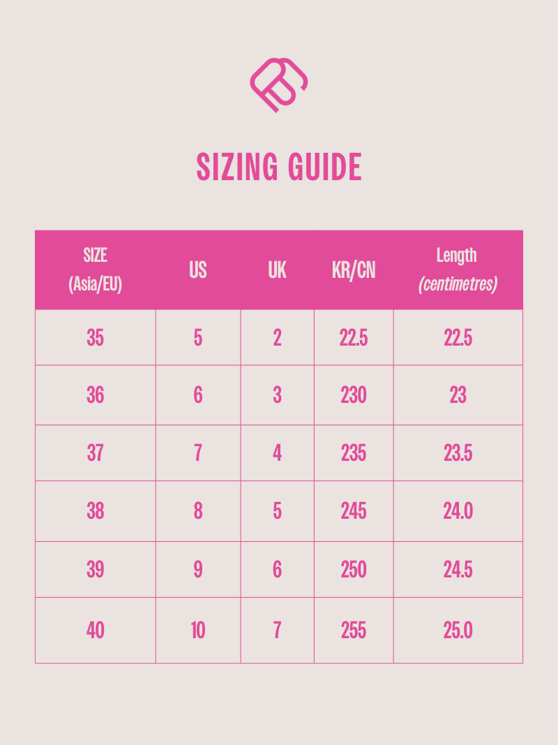 Size Chart for Gia Denim Sandal