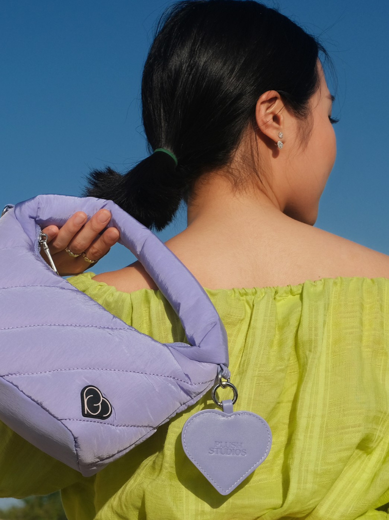 Lilac colour cushion female handbag