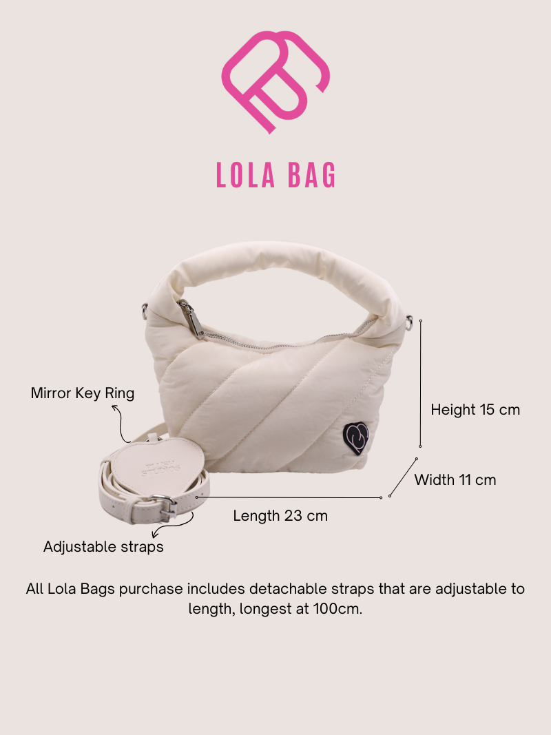White colour Lola bag with adjustable and detachable detail 