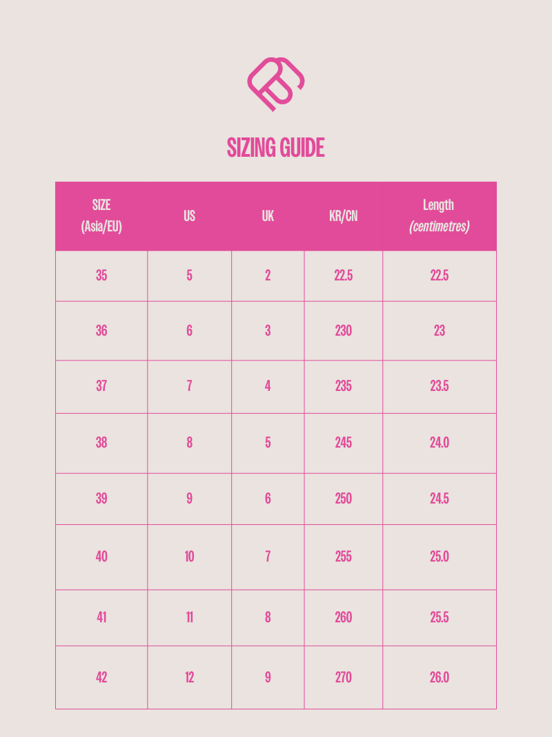 Sandal Size Chart