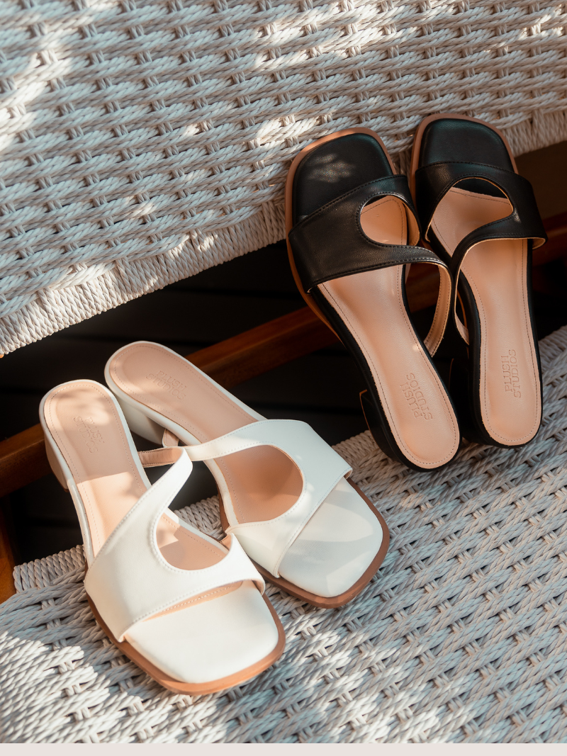Convertible Slip-on heart-shaped cut out detail flatlay