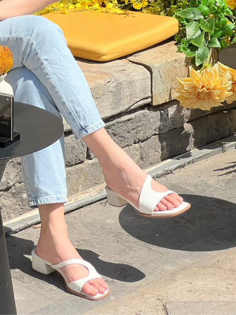 White Heart-shaped Convertible Slip-ons  side view